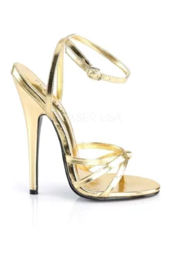 DOMINA-108 Sandal | Gold Faux Leather -Coquette Shop domina 108 sandal gold faux leather sandals devious sexyshoescom 5