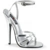 DOMINA-108 Sandal | Silver Faux Leather