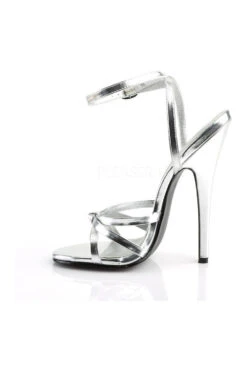 DOMINA-108 Sandal | Silver Faux Leather -Coquette Shop domina 108 sandal silver faux leather sandals devious sexyshoescom 3