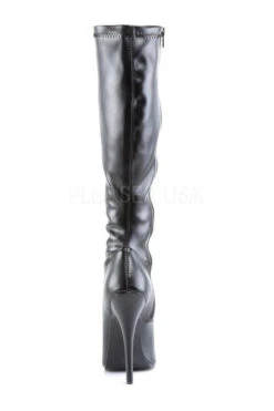 DOMINA-2000 Knee Boot | Black Faux Leather -Coquette Shop domina 2000 knee boot black faux leather knee boots devious sexyshoescom 4