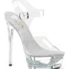 PLEASER ECLIPSE-608DM Platform Sandal | Clear Vinyl