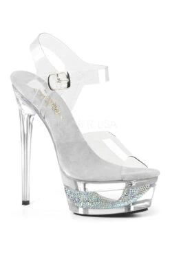 PLEASER ECLIPSE-608DM Platform Sandal | Clear Vinyl