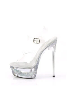PLEASER ECLIPSE-608DM Platform Sandal | Clear Vinyl -Coquette Shop eclipse 608dm platform sandal clear vinyl sandals pleaser sexyshoescom 3