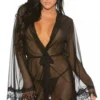 Eyelash Lace And Mesh Short Robe