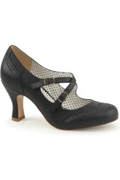 FLAPPER-35 Pump | Black Faux Leather