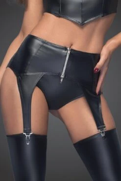 Noir Handmade High Waist Garter Belt With 2-Way Zipper
