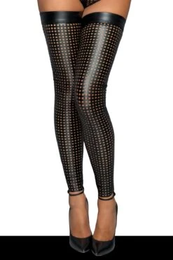 Noir Handmade Laser Cut Stockings -Coquette Shop laser cut stockings fetish leggings noir handmade sexyshoescom 3