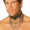 Men'S Chained Leather Collar