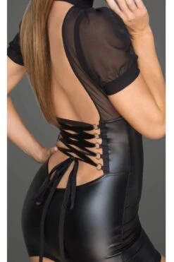 Noir Handmade Minidress With Tulle Top, Bouffant Sleeves & Corset Element 7 Noir Handmade Minidress With Tulle Top, Bouffant Sleeves & Corset Element -Coquette Shop minidress with tulle top bouffant sleeves corset element fetish dresses noir handmade sexyshoescom 4