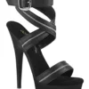 SULTRY-619 Sandal | Black Faux Leather