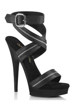 SULTRY-619 Sandal | Black Faux Leather