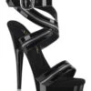 SULTRY-619 Sandal | Black Patent